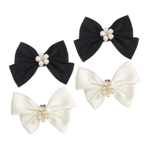 Garneck 2 Paare Elegante Schleifen schuhclips mit Imitationsperlen Abnehmbare Dekorative Schuhschnallen für Hochzeit Flache Schuhe Sandalen und Pumps Modische Schuhdekoration in Schwarz von Garneck