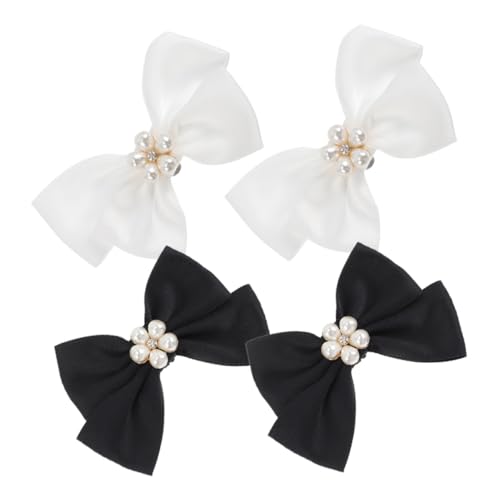 Garneck 2 Paare Elegante Schuhclips mit Schleifen bowknot Abnehmbare Brautschuh dekoration Weiß Schwarz Vielseitige Schuhanhänger für Hochzeit Abend Party Veredelung von High Heels und von Garneck
