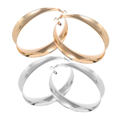 Garneck 2 Paare Große Creolen Ohrringe Damen Metall Creolen Geometrische Hohle Kreis Ohrschmuck Modisch Langlebig Leicht für Alltag und Partys in Gold und Silber von Garneck