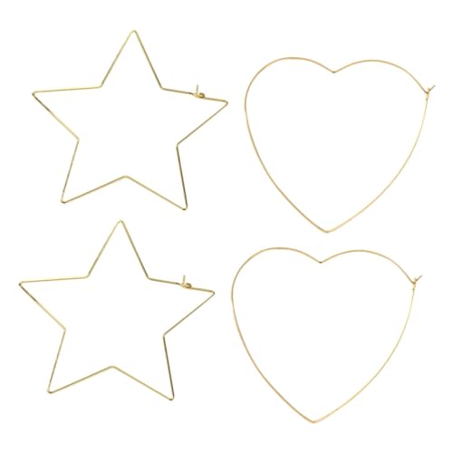 Garneck 2paare Goldfarbene Creolen Ohrringe Für Damen Mädchen Hoops Herz Stern Schmuck Zur Herstellung Damenschmuck Ohrring Ohrringe von Garneck