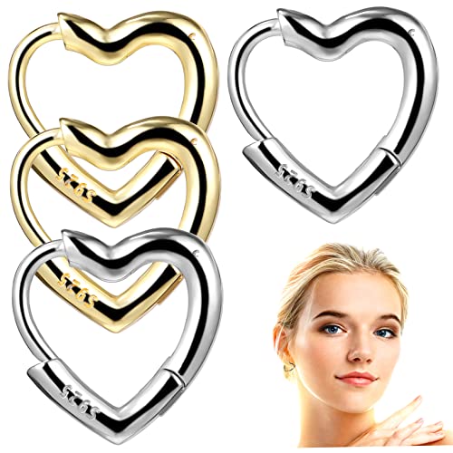 Garneck 2 Paare Herz Creolen Ohrringe Damen Leichtes Modisches Design Gold und Silber Statement Schmuck für Alltag Party Urlaub Hoop Earrings für Frauen und Teenager von Garneck