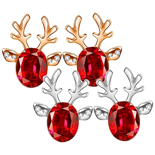 Garneck 2 Paare Hirschgeweih Ohrstecker Damen Ohrschmuck Leichte Weihnachts Ohrringe Ohrdeko Festlich Silber Rot Gold Garneck 2 Paare Hirschgeweih Ohrstecker Damen Ohrschmuck Leichte Weihnachts Ohrringe Ohrdeko Festlich Silber Rot Gold von Garneck
