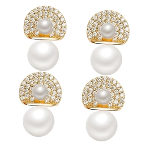 Garneck 2 Paare Imitations Perlen Ohrstecker mit Funkelnden Strasssteinen Modischer Schmuck für Damen Vielseitig Kombinierbar Perfektes Geschenkset von Garneck