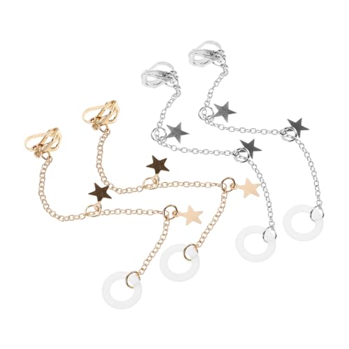 Garneck 2 Paare Lange Ohrclips Ohrhänger Verlust Ohrschmuck mit Ohrhörerhalterung Stilvoller Drahtloser Ohrclip in Gold und Silber für Sport und Alltag von Garneck