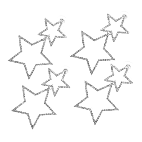 Garneck 2 Paare Minimalistische Stern Ohrhänger Silberfarbene Ohrhänger Vintage Inspiriert mit Funkelnden Strasssteinen Dangle Ohrringe für Damen und Mädchen zu Jedem Anlass von Garneck