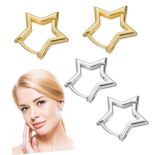 Garneck 2 Paare Minimalistische Stern Ohrringe Geometrische Creolen für Frauen und Mädchen Goldene und Silberne Ohrstecker Leicht und Hypoallergen Perfektes für Anlässe Garneck 2 Paare Minimalistische Stern Ohrringe Geometrische Creolen für Frauen und Mädchen Goldene und Silberne Ohrstecker Leicht und Hypoallergen Perfektes für Anlässe von Garneck