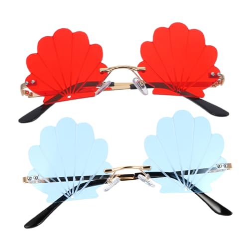 Garneck 2 Paare Randlose Sonnenbrillen mit UV schutz Muschel design Modische Strand Urlaubssonnenbrille für Damen Herren Vielseitig Kombinierbar für Fotos und Partys Garneck 2 Paare Randlose Sonnenbrillen mit UV schutz Muschel design Modische Strand Urlaubssonnenbrille für Damen Herren Vielseitig Kombinierbar für Fotos und Partys von Garneck