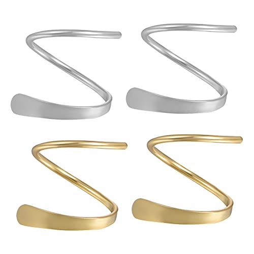 Garneck 2 Paare Spiral Ohrstecker für Damen Twist Ear Climber Crawler Ohrringe Gold und Silber Leicht für Cartilage Piercings und Alltag von Garneck