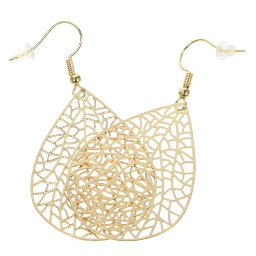 Garneck 2 Paare Tropfen Ohrringe Damen Baumelnde Ohrhänger mit Hohlem Blattdesign Hautfreundlich Leicht Langlebig Modischer Schmuck für Besondere Anlässe von Garneck