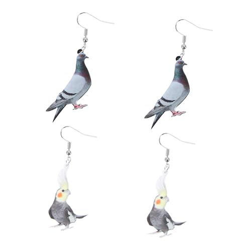 Garneck 2 Paare Vogel Ohrringe für Damen Bunte Acryl Ohrstecker Leichte Party Ohrhänger Modisches Ohrdekor Komfortabel und Einfach zu Tragen für Mädchen und Festveranstaltungen von Garneck