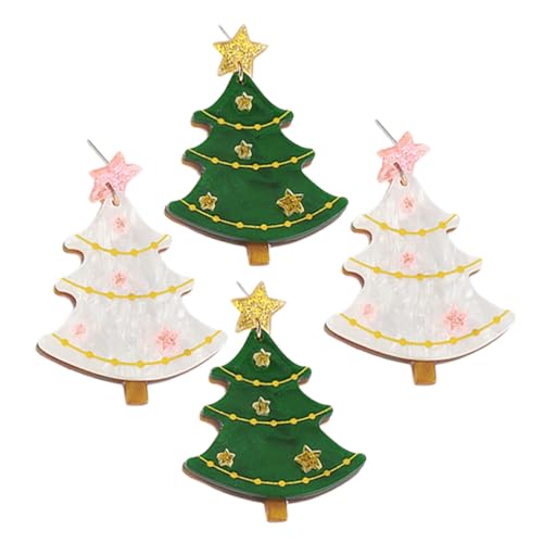 Garneck 2 Paare Weihnachtliche Ohrstecker Weihnachtsbaum Ohrringe Leicht Hautfreundlich Modisch für Mädchen Frauen Festliche Schmuckgeschenke von Garneck
