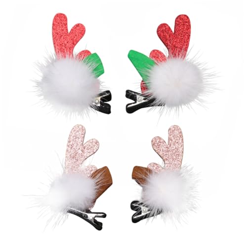 Garneck 2 Paare Weihnachts Haarspangen Rentiergeweih Haarclip für Mädchen Festlicher Haarschmuck Party Accessoire Niedlich Bequem Geeignet für Jugendliche von Garneck