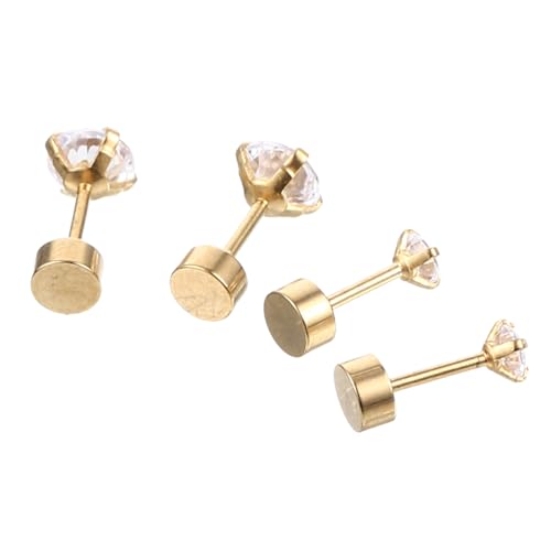 Garneck 2 Paare Zirkonia Ohrstecker aus Ohrschmuck für Damen Funkelnde Kleine Runde Ohrringe Chic und Vielseitig Kombinierbar von Garneck