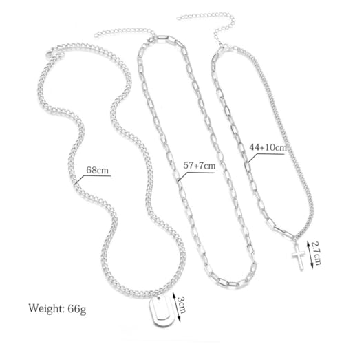 Garneck 2 Sätze Mehrreihige Halsketten Damen Herren Modeschmuck Ketten Mit Kreuz Anhänger Langlebig Stilvoll Für Alltag Festliche Anlässe Gold Silber von Garneck