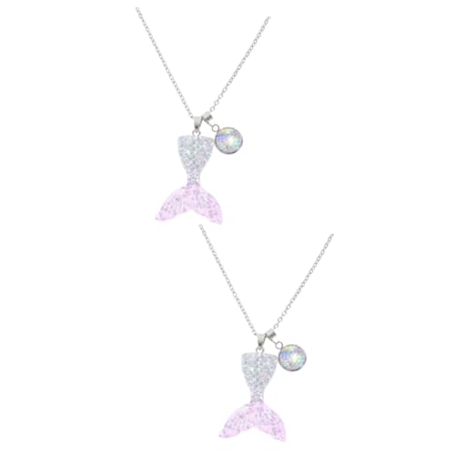 Garneck 2 Stck Gradient Farbverlauf Meerjungfrauenschwanz Halskette Damen Modeschmuck Anhänger Zarte Halskette für Mädchen Stilvoll und Elegant von Garneck