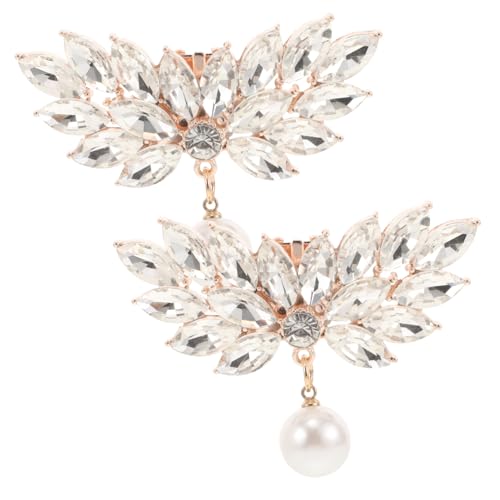 Garneck 2 Stück Abnehmbare Strass Schuhclips mit und Perlendekor Robuste Zinklegierung Vielseitig für Damen High Heels und Flache Schuhe Schuhschmuck Dekoration für Hochzeit und Party von Garneck