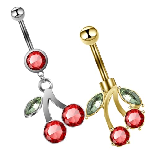 Garneck 2 Stück Bauchnabelringe für Damen mit Funkelndem Anhänger Hypoallergen Leicht und Modisch für Partys und Besondere Anlässe von Garneck
