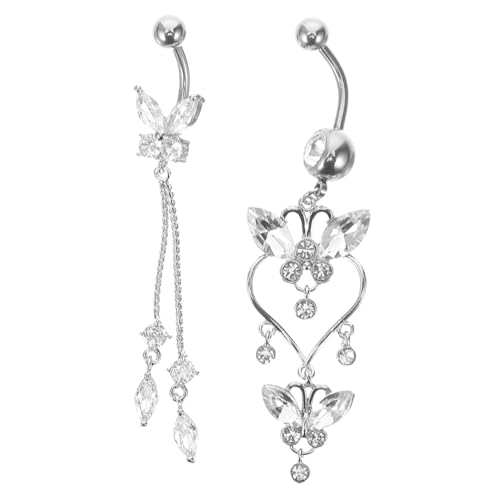 Garneck 2 Stück Bauchnabelringe mit Zirkonia Bauchnabelpiercings für Frauen für Strandpartys und Besondere Anlässe Langlebiger Schmuck für Individuellen Stil von Garneck