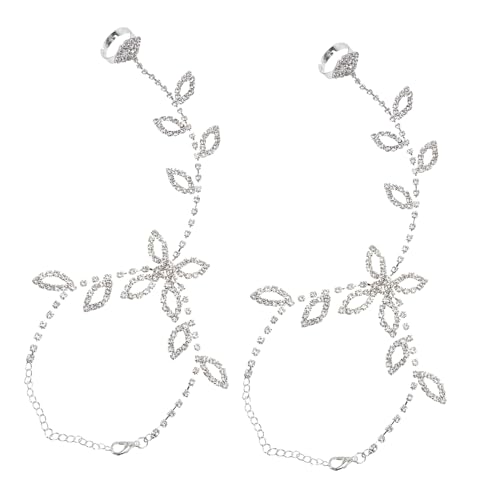 Garneck 2 Stück Braut Fußkettchen mit Funkelnden Strasssteinen Silberne Schmuck Fußkette Leichtes Hautfreundliches Schmuckaccessoire für Damen für Strand und Festliche Anlässe von Garneck