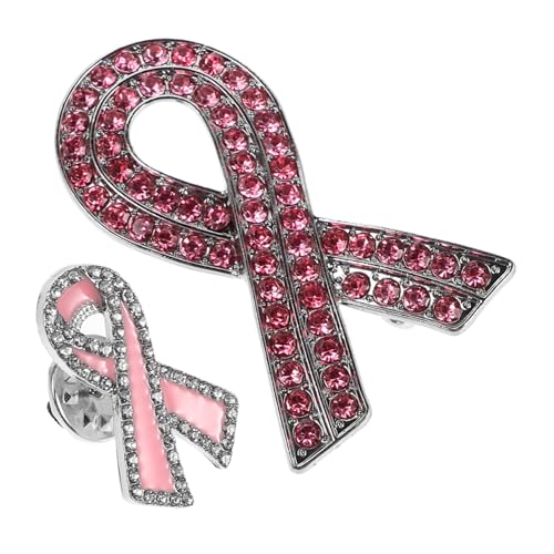 Garneck 2 Stück Broschen Damen Schleife Brustkrebs Awareness Anstecknadeln Alloy Pin für Frauen Kleidung Rucksack Hut Schal Charity Unterstützung von Garneck