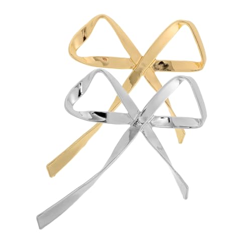Garneck 2 Stück Broschen mit Schleifen Design Funkelnde Dekoration Anstecknadeln in Gold und Silber Stilvolle Schmuckaccessoires für Hemdkragen und Kleider von Garneck