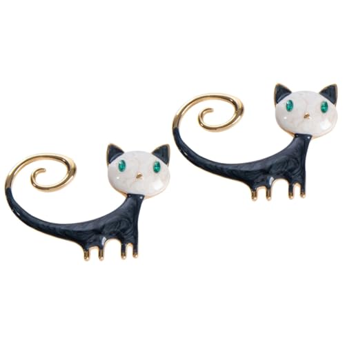 Garneck 2 Stück Cartoon Katzenbrosche Niedlicher Tier Anstecker für Kleidung Modischer Pin für Pullover Kleid Schal Handgefertigtes Design Vielseitiges Accessoire für Damen und Mädchen von Garneck
