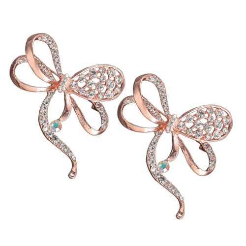 Garneck 2 Stück Damen Broschen Bowknot Anstecknadeln Strass Verziert Alloy Schmuck Pins für Kleidung Eleganter Roségoldfarbener Schmuck für Kleider Schals und Blusen von Garneck