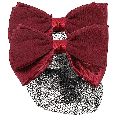 Garneck 2 Stück Haarknotennetz mit Schleife Haarklammer Dutt Abdeckung für Damen Haarspange für Berufstätige Schwarz für Formelle Anlässe von Garneck