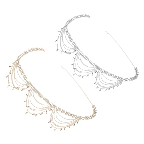 Garneck 2 Stück Damen Metall Taillenkette Verstellbar Mehrlagig Modisch für Jeans Kleider Vielseitiger Bauchkettengürtel Ethnischer Stil Gold Silber von Garneck