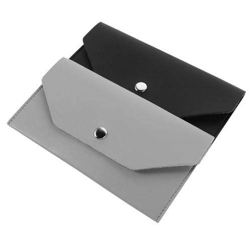 Garneck 2 Stück Damen PU Geldbörse Kompakt Münztasche Kreditkartenetui Schlank Stiftetui Reise Geldbeutel Schwarz von Garneck