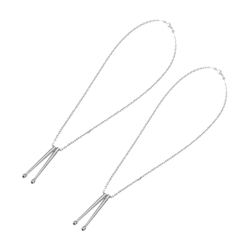Garneck 2 Stück Drumstick Anhänger Halskette aus Titanlegierung Dekorative Tragbare Schlüsselbein Kette Hip Hop Schmuckaccessoires für Herren und Damen von Garneck