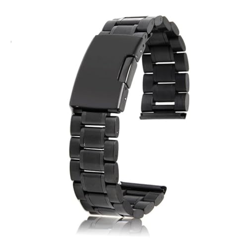 Garneck 2 Stück Edelstahl Uhrenarmband Schwarz Edelstahlarmband mit Geradem Ende und Federstegen Robustes Solides Ersatzarmband für Herren und Damenuhren Komfortabler von Garneck