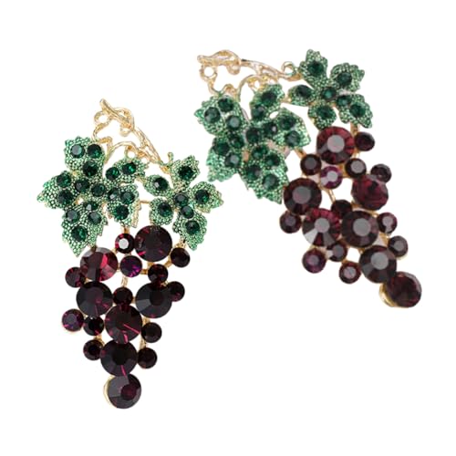 Garneck 2 Stück Elegante Strass Broschen Traubenform Pins Damen Kleidung Dekor Anstecknadeln für Mantel Schal Bluse Accessoire Modisch Schlicht Robust von Garneck