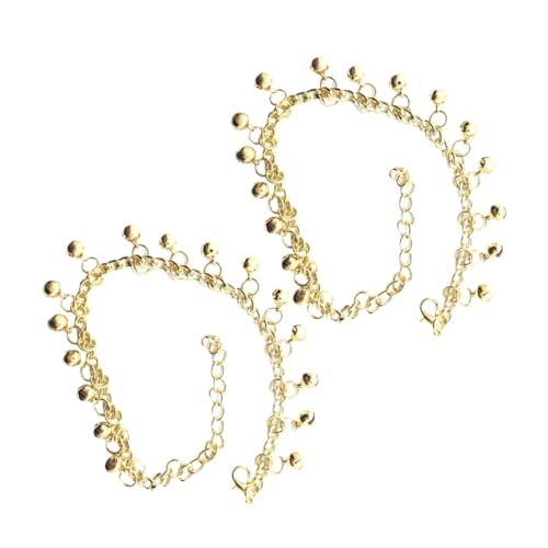 Garneck 2 Stück Frauen Fußkettchen mit Glocken Verstellbare Stilvolle Sommer Strand Fußschmuck Klarer für Damen und Mädchen von Garneck