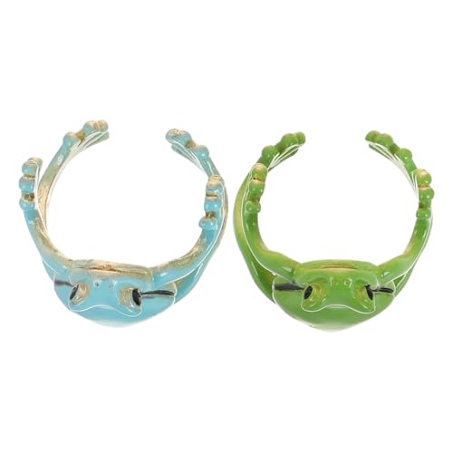 Garneck 2 Stück Froschring Ring Froschringe Süßer Froschring Tierischer Süßer Damen Verstellbarer Ring Ringe Frauen Tierische Ringe Frosch Zeug Ringschmuck Damen Zinklegierung von Garneck