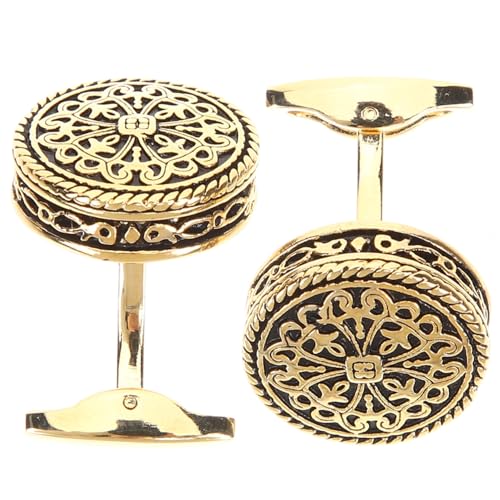 Garneck 2 Stück Goldene Vintage Manschettenknöpfe Herren Klassisch Eleganter Business Cufflinks für Hemd und Anzug Teiliges Stilvoll für Hochzeit Party und Festliche Anlässe von Garneck