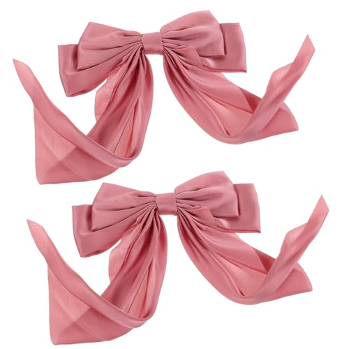 Garneck 2 Stück Große Haarschleifen Haarspangen mit Federverschluss und Rutschfest Rosa Schleifen Haar Accessoires Damen Vielseitig für Alltag und Party von Garneck