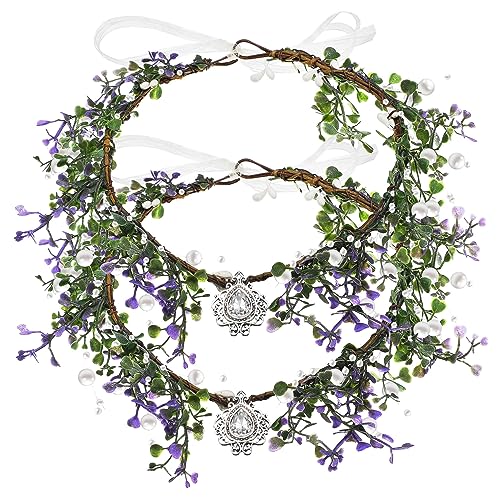Garneck 2 Stück Handgefertigtes Teiliges Blumenkrone mit Strassbesatz Zarte Kopfbedeckung für Frauen und Mädchen Leichter Haarschmuck für Hochzeit Party Geburtstag und Festliche Anlässe von Garneck