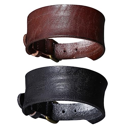 Garneck 2 Stück Herren Armbänder Retro Punk Style Verstellbare Armbänder für Männer Cooles Design Schwarz und Braun für Hip Hop und Freizeit von Garneck