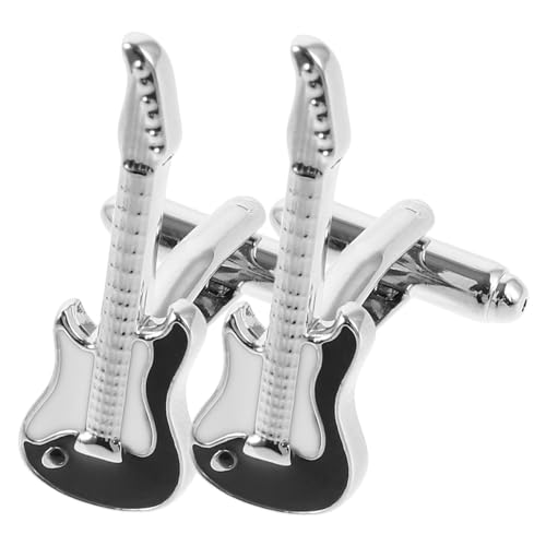 Garneck 2 Stück Herren Manschettenknöpfe Teilig Messing Gitarren Design Langlebig Dekorativ für Hochzeit Business und Festliche Anlässe für Männer von Garneck