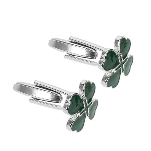 Garneck 2 Stück Irische Herz Vierblättrige Kleeblatt Manschettenknöpfe Legierung Manschettenknöpfe mit Emaille Stilvolles Herrenaccessoire für Patrick's Day von Garneck