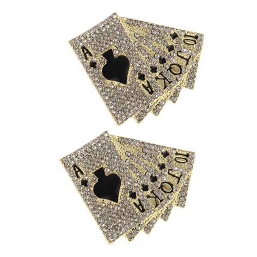 Garneck 2 Stück Kreative Brosche Legierung mit Strass Hip Hop Spielkarten Anstecknadel für Männer und Frauen für Anzüge Partys und Veranstaltungen von Garneck