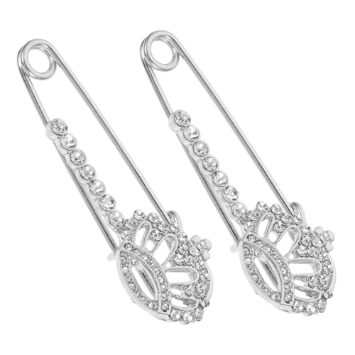 Garneck 2 Stück Krone Brosche für Damen Multifunktionale Sicherheitsnadel für Pullover Schals und Kleidung Hochwertige Legierung Strassdekoration von Garneck