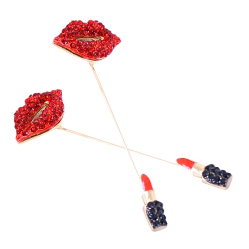 Garneck 2 Stücke Strass Lippenstift Brosche für Frauen Anstecknadeln für Kleidung Dekoration für Anzüge Mäntel und Rucksäcke von Garneck