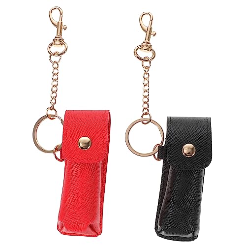 Garneck 2 Stück Lippenstift Schlüsselanhänger Halter Tragbare Kosmetiktasche für Lippenbalsam Lippenstifte und Rot Schwarz für Frauen und Mädchen von Garneck