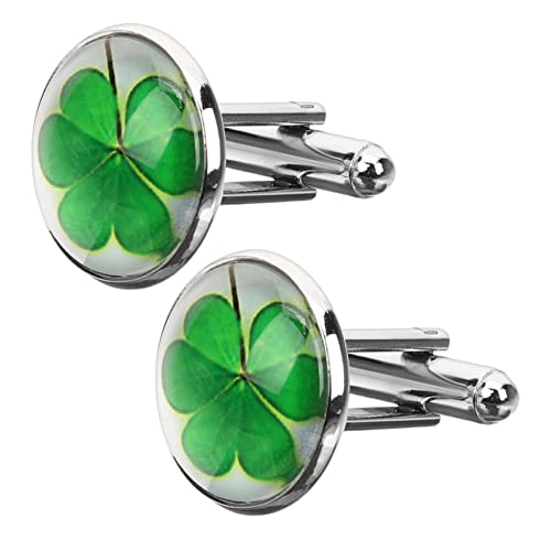 Garneck 2 Stück Manschettenknöpfe Clover Design Langlebige Hemdverzierung Herren Glatte Verarbeitung Geeignet für Formelle Anlässe Wie Hochzeit Business Patrick's Day von Garneck
