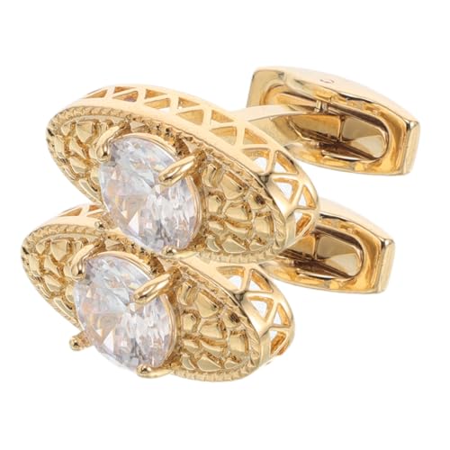 Garneck 2 Stück Manschettenknöpfe Metall mit Goldene Französische Stil Hemd Manschettenknöpfe Funkelnder Schmuck für Herren für Formelle Anlässe und Business Einstellungen von Garneck