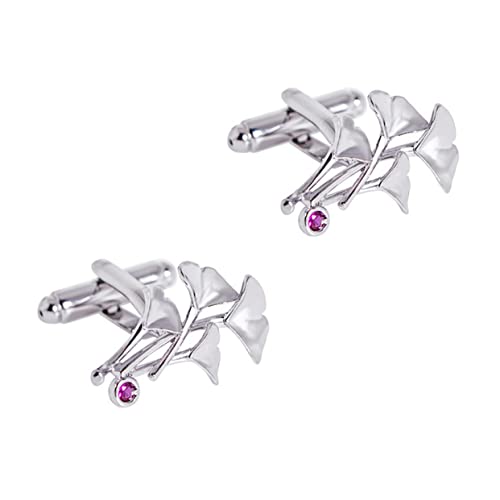Garneck 2 Stück Manschettenknöpfe für Herren Ginkgoblatt Design mit Zirkonia Metalllegierung Verarbeitung Leicht Modisch Passend für Anzug Hemd Hochzeit Party Business von Garneck
