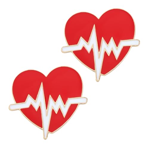 Garneck 2 Stück Medizinische Broschen Herz elektrokardiogramm Anstecknadeln für Ärzte Krankenschwestern Rotes Emaille herz Modische Anstecker für Kleidung Schals Hüte Geschenkidee von Garneck