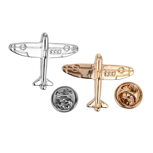 Garneck 2 Stück Mini Flugzeug Anstecknadeln für Herren und Damen Modische Broschen in Gold und Silber Leichte Jacken Anzug accessoires Vielseitig für Business Hochzeit und Formelle von Garneck